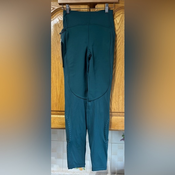 NWT Lululemon Tech Fleece HR Run Tight 28” Sz 2 Green Jasper High-Rise Leggings - Picture 3 of 14